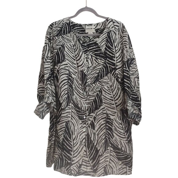 Cynthia Rowley Tops - Cynthia Rowley Womens Leaf Print Linen Button Top Business Mature 3X Top